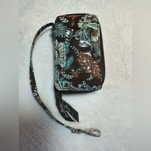 Vera Bradley | Java Blue Floral Paisley Zippered Small Wristlet Wallet